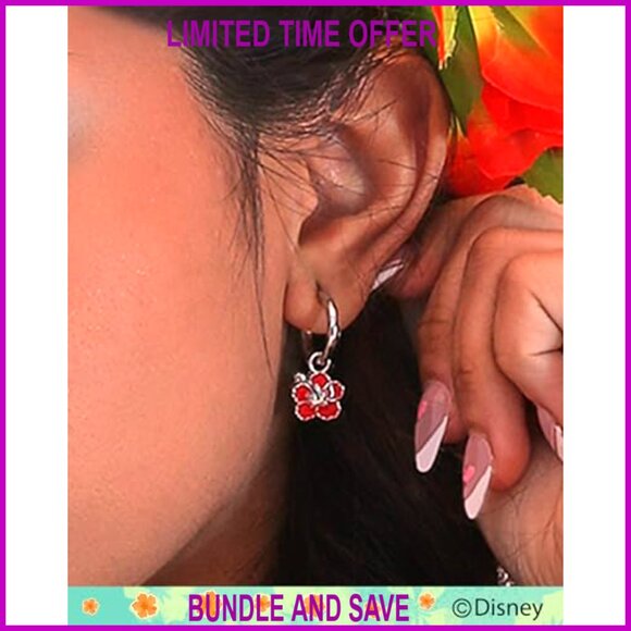 Lilo & Stitch Jewelry Set, Hoop Earrings & Adjustable Necklace, Gift - Picture 4 of 6